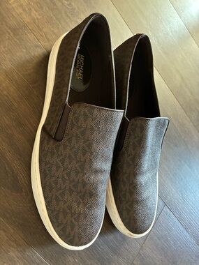 Michael Kors Brown MK Monogram Slip-On Loafers
